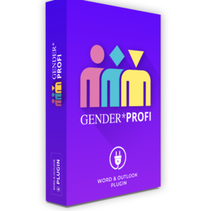 GENDER*PROFI Box für das Plugin. Software, die beim gendern in Word und Outlook unterstützt.